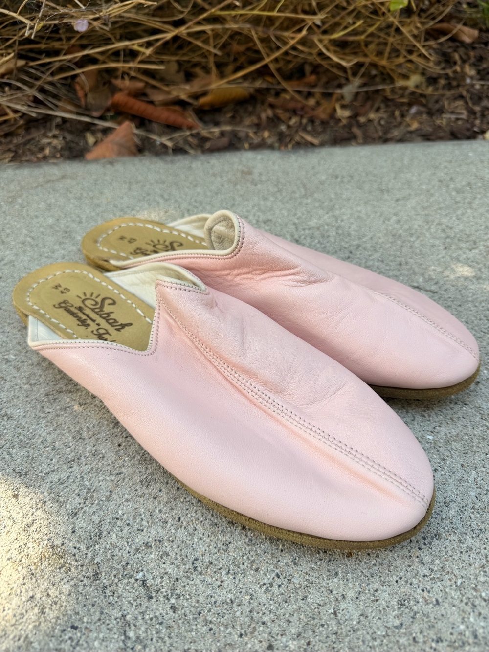 Sabah Baba Mules Blush Leather Slip On Mules Handmade Turkey 43EU/9.5-10 US